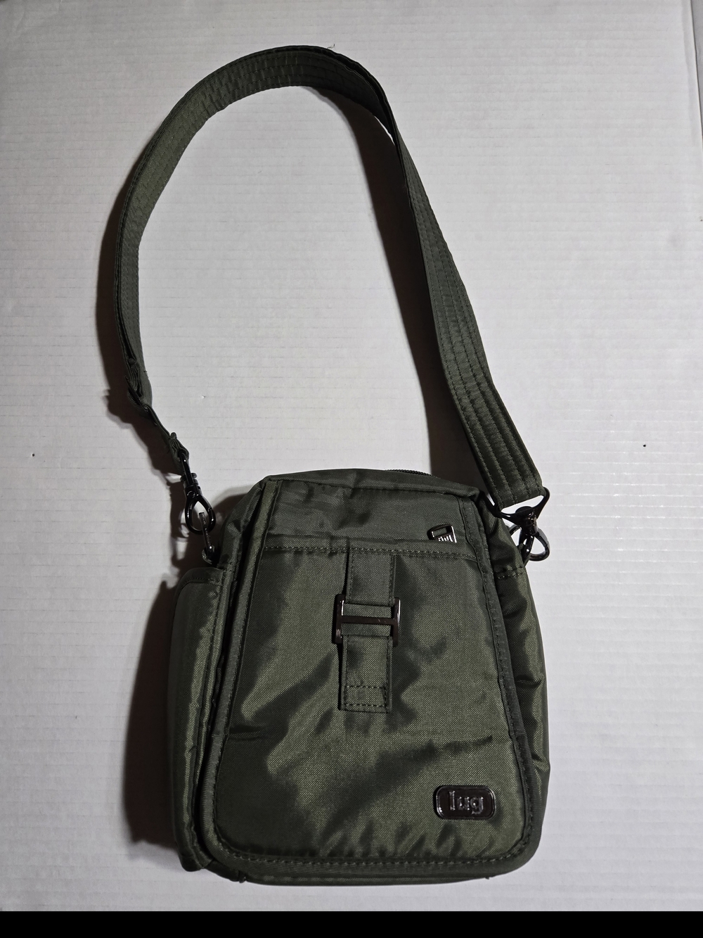 lug Infinity Olive Green Nylon Crossbody Bag with Adjustable Strap